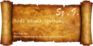Széplaki Ibolya névjegykártya